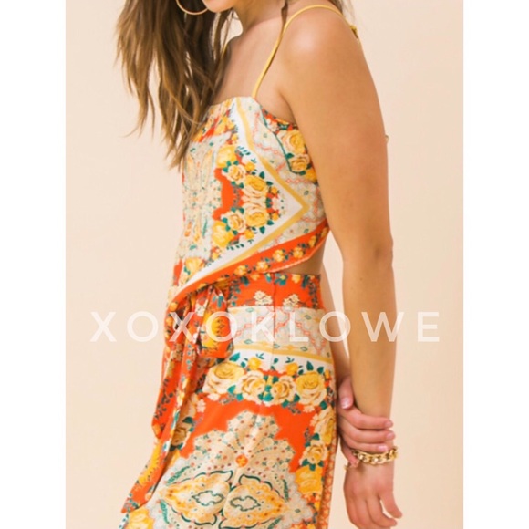 Bold Floral Printed Two Piece Co-Ord Matching Pants Set - Picture 8 of 13